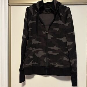 Athleta Black and Gray Camouflage Jacket Medium